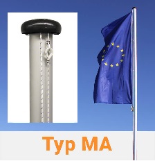 Fahnenmast mit außenliegender Seilführung Typ MA