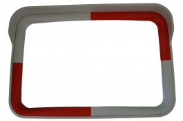 Verkehrsspiegel, Rechteck, 114 cm x 94 cm, Acrylglas, rot/weiß