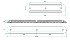 Preview: Leitschwelle HOL, Länge 700 mm