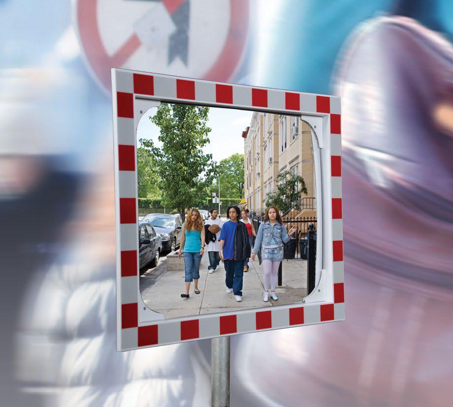 Verkehrsspiegel Eucryl eckig aus Acrylglas Kunststoffrahmen in rot