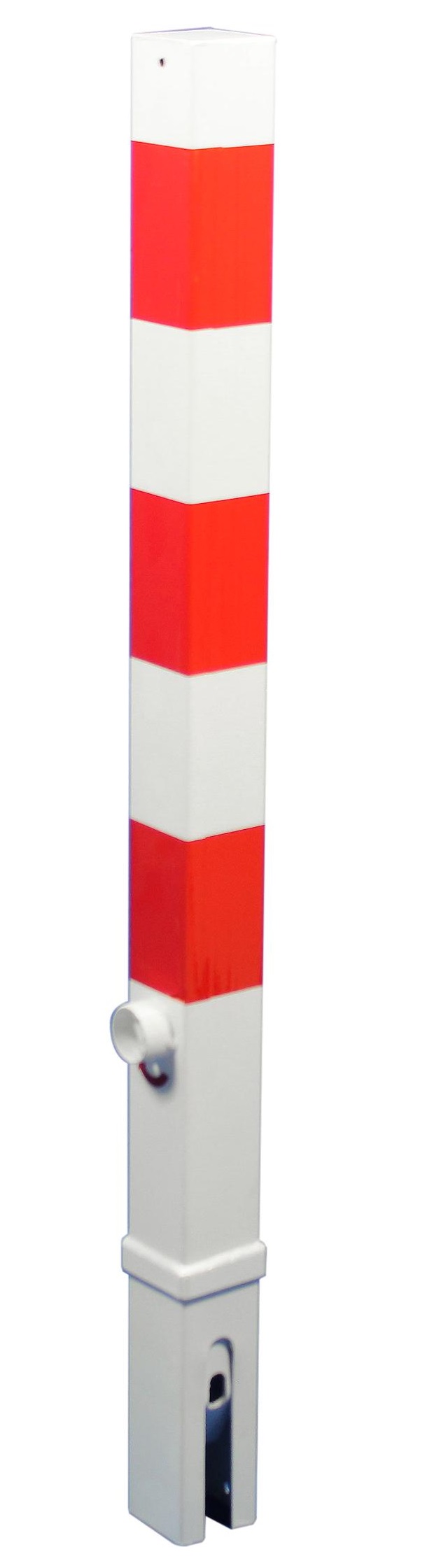Parkplatzsperre herausnehmbar mit Dreikant 70 x 70 mm weiß rot