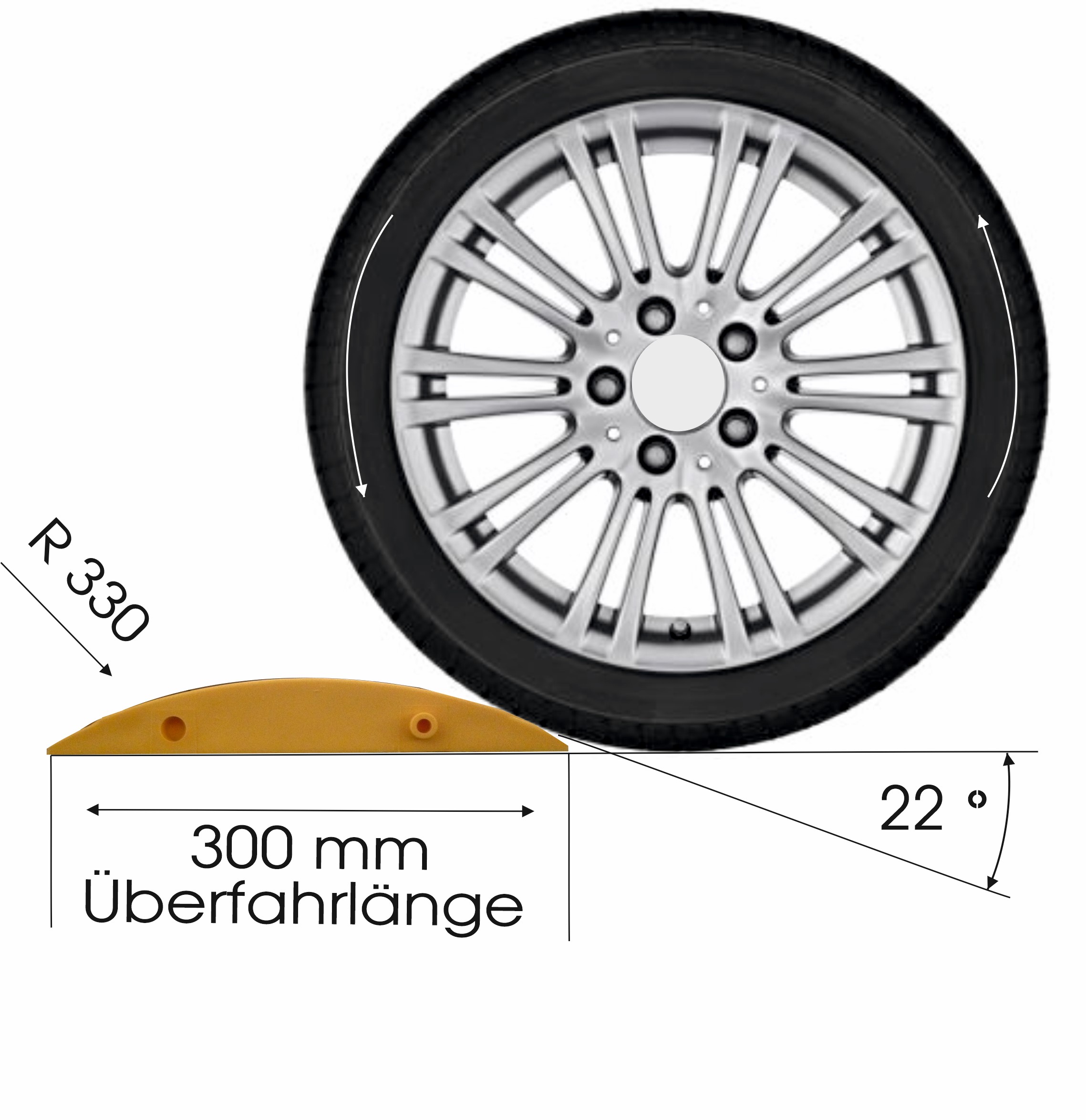 Temposchwellen-Set 20 km/h, 2,51 bis 6,14 m gelb/schwarz aus PP, 4 cm hoch
