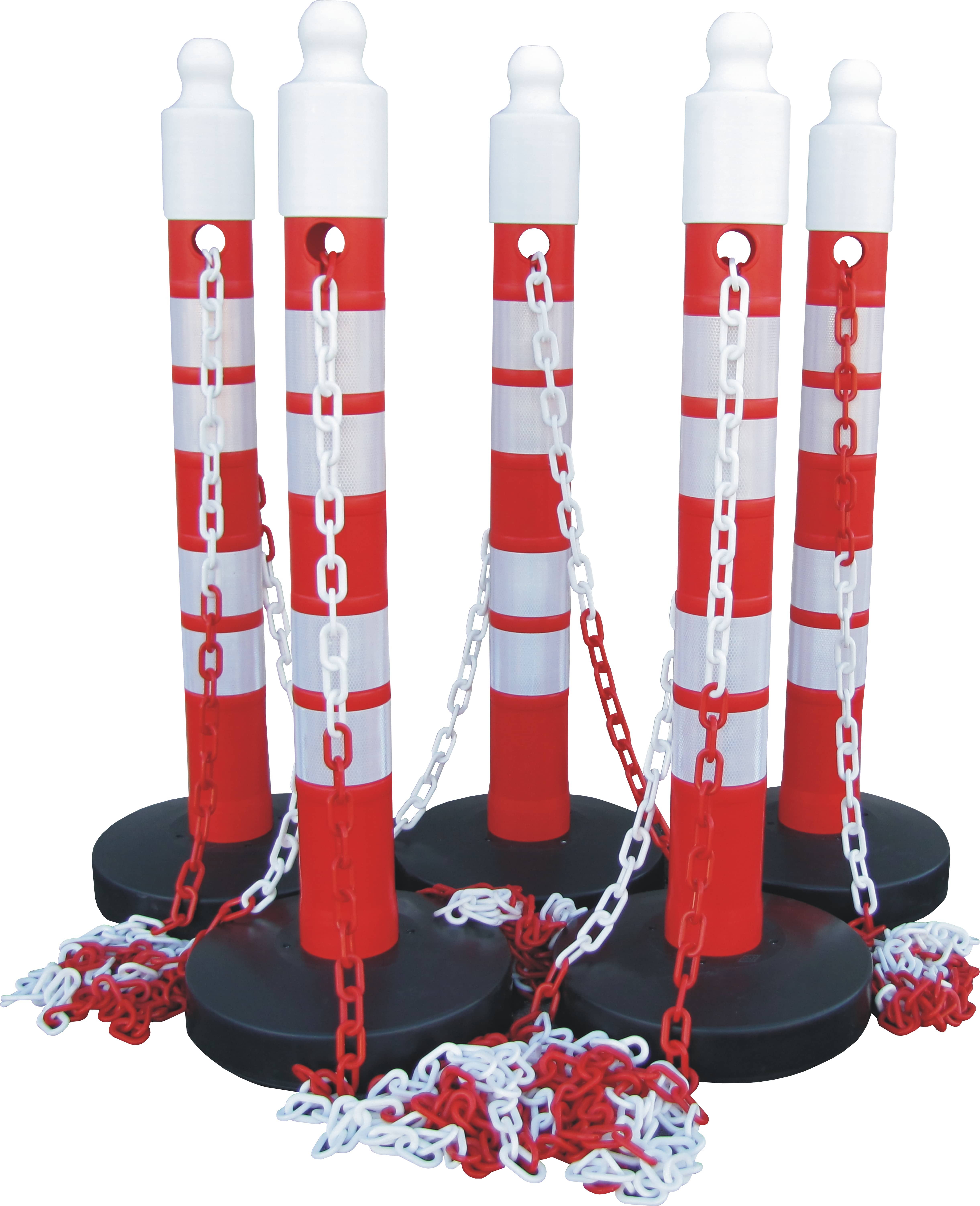 5er Kettenpfostenset Ø 110 mm, rot/weiss
