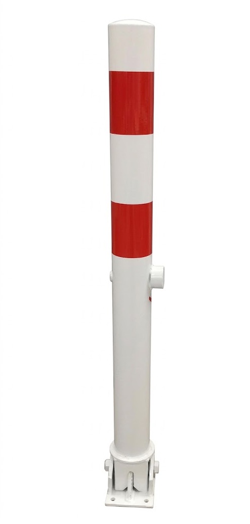 Absperrpfosten SEPTUS aus Stahl Ø 76 mm, umlegbar mit Dreikant