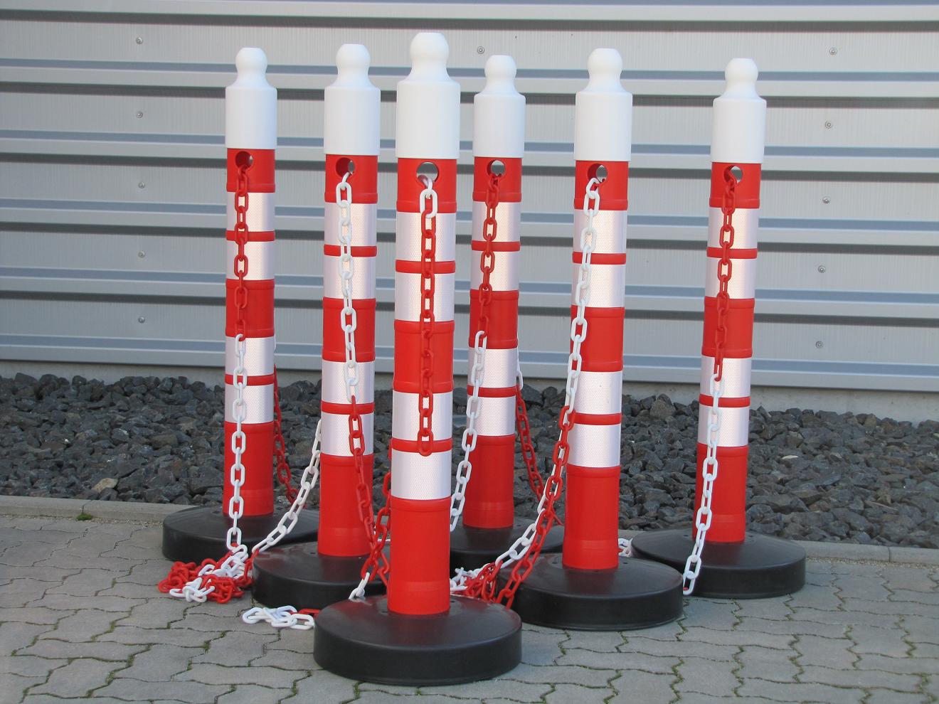 6er Kettenpfostenset Ø 110 mm, rot/weiss 