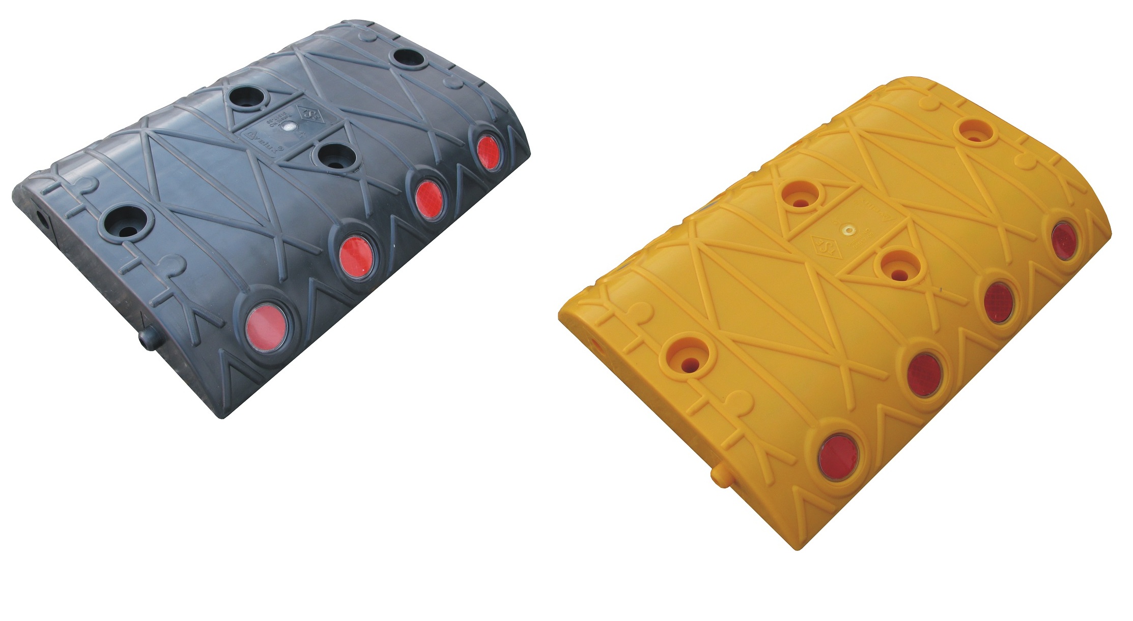 Temposchwellen-Set 10 km/h, 2,58 bis 6,32 m gelb/schwarz aus PP, 5 cm hoch