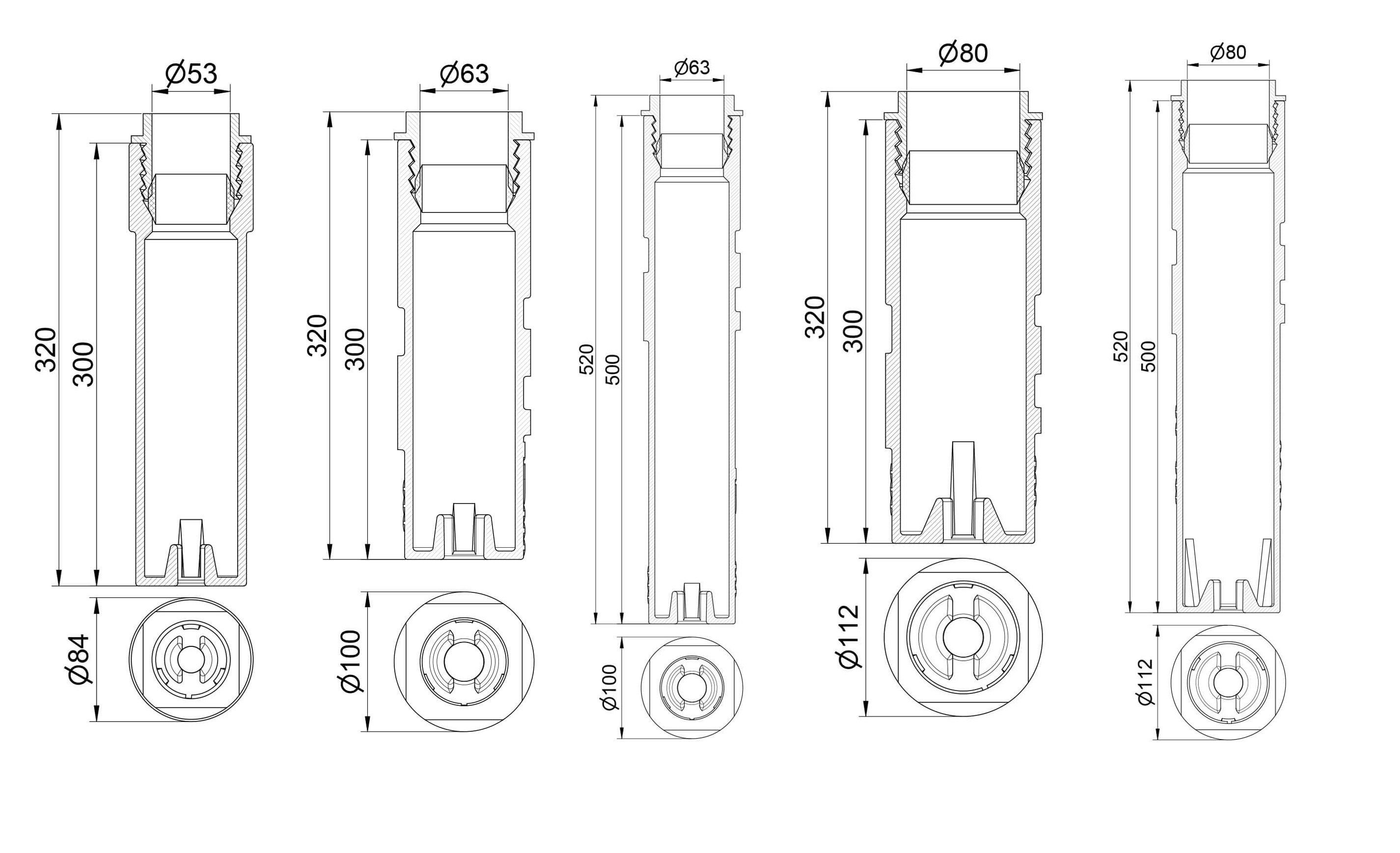 Grauguss Bodenhülse für Rohre 48, 60, 76 mm