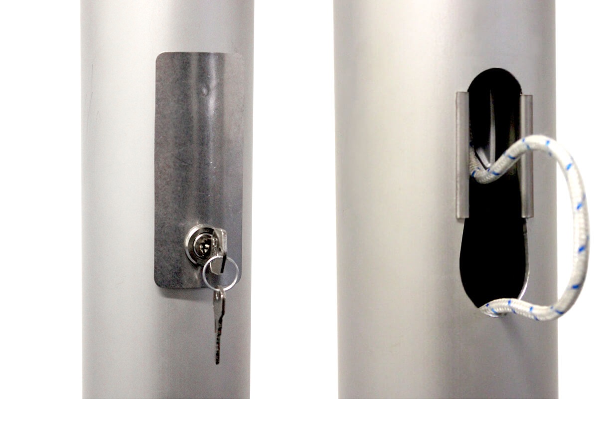 Fahnenmast -MH- aus Aluminium | Ø 75 mm | mit hissbarem Drehkopfausleger