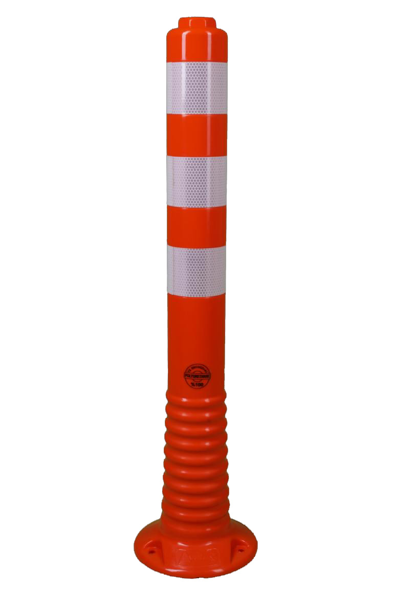 Flexibler Absperrpfosten aus PU, Ø 70 mm, orange, überfahrbar