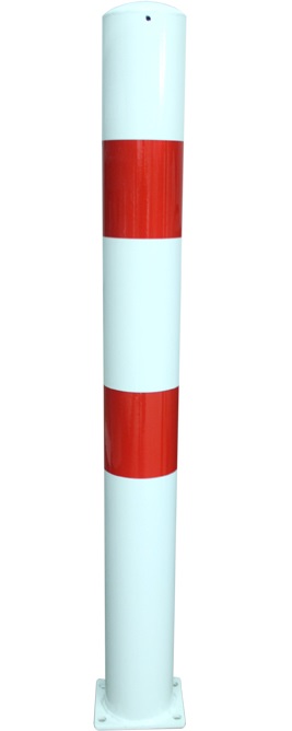 Absperrpfosten -ALLEX- aus Stahl Ø 108 mm, mit Fußplatte zum Aufdübeln
