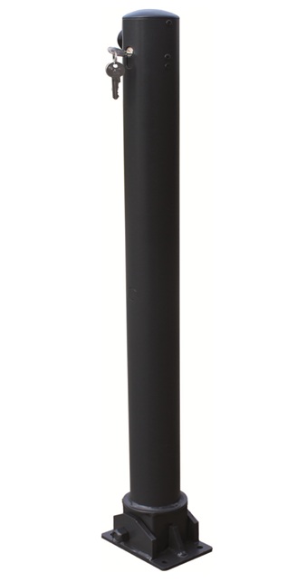 Stilpoller aus Stahl Ø 76 mm, umlegbar mit Halbzylinder