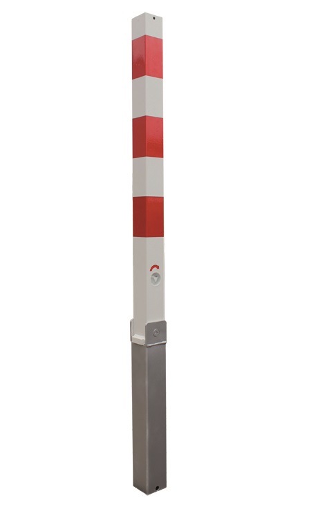 Absperrpfosten -QUADRI- Ø 70 x 70 mm, umlegbar mit "HEBE-KIPP" Technik